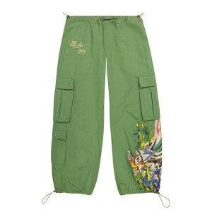 Ed Hardy Peacock Poplin Cargo Pants Green | DWJB02637