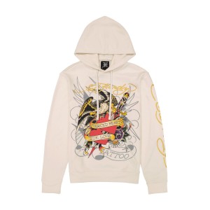 Ed Hardy Pierced Eagle Mens Hoodie White | INUV20619