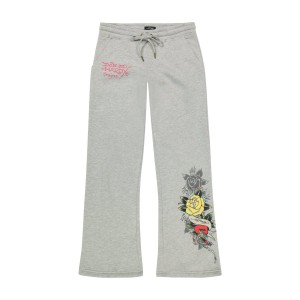 Ed Hardy Rose Heart Sweatpants Grey | QMXK87462
